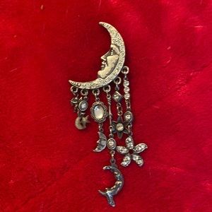 Pewter moon and stars pin
